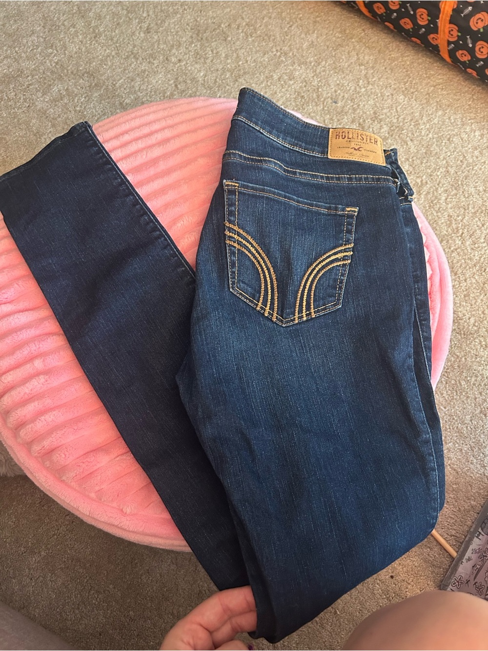 Hollister Dark Blue Skinny Jeans with Contrast Stitching